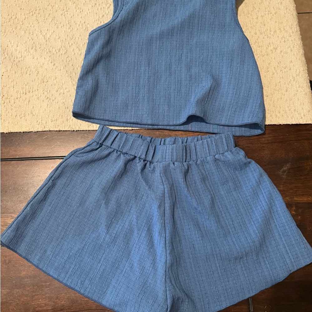 Chic Blue Top and Shorts Set